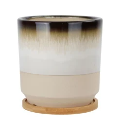 Blumentopf Keramik 14.5 cm weiss/beige