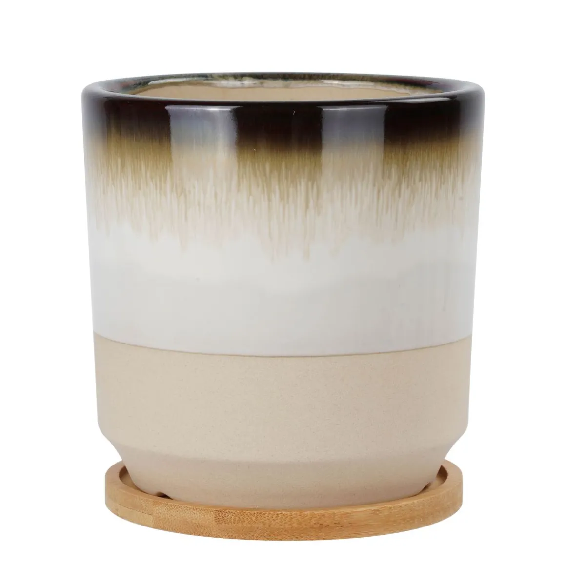 Blumentopf Keramik 14.5 cm weiss/beige