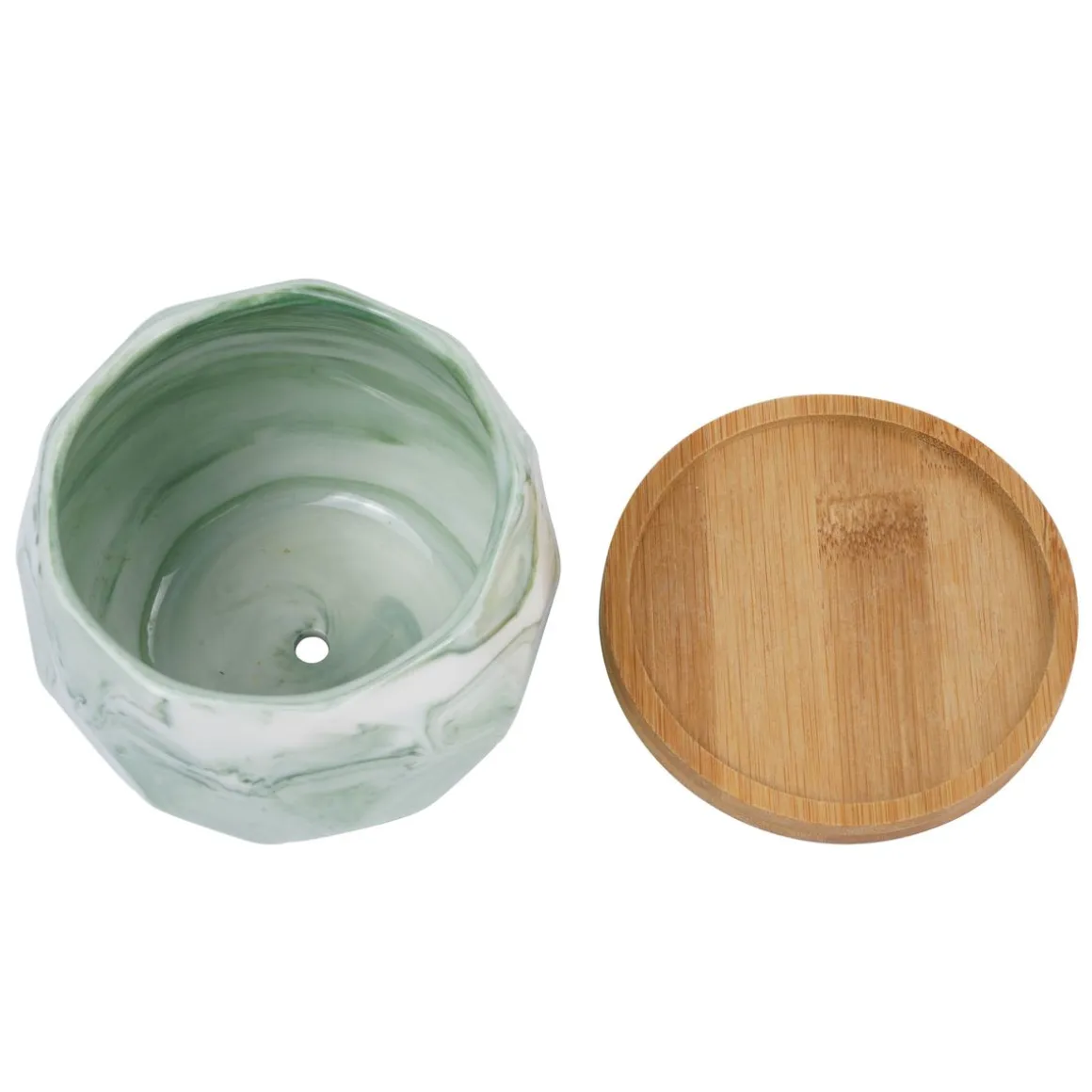 Blumentopf Keramik eckig 8 cm grün