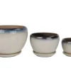 Blumentopf Keramik 3er Set beige/braun/blau
