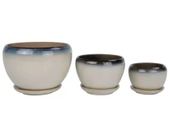 Blumentopf Keramik 3er Set beige/braun/blau