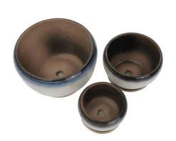 Blumentopf Keramik 3er Set beige/braun/blau