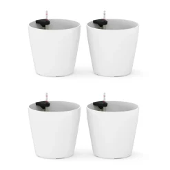 Blumentopf mit Bewässerungssystem 22 cm 4er Set weiss