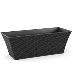 Blumentopf Rattan 61 x 21 x 21 cm 8er Set schwarz