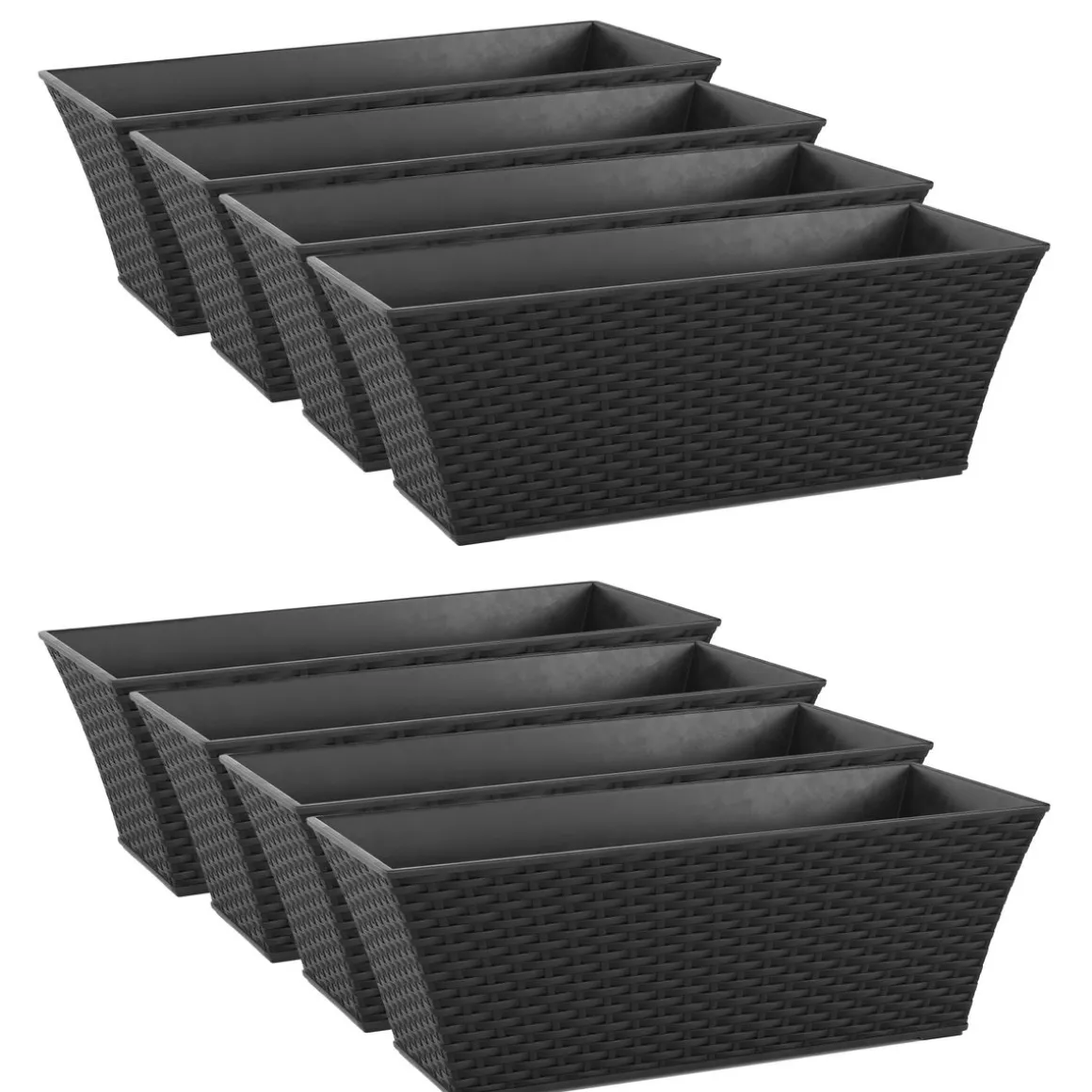 Blumentopf Rattan 61 x 21 x 21 cm 8er Set schwarz
