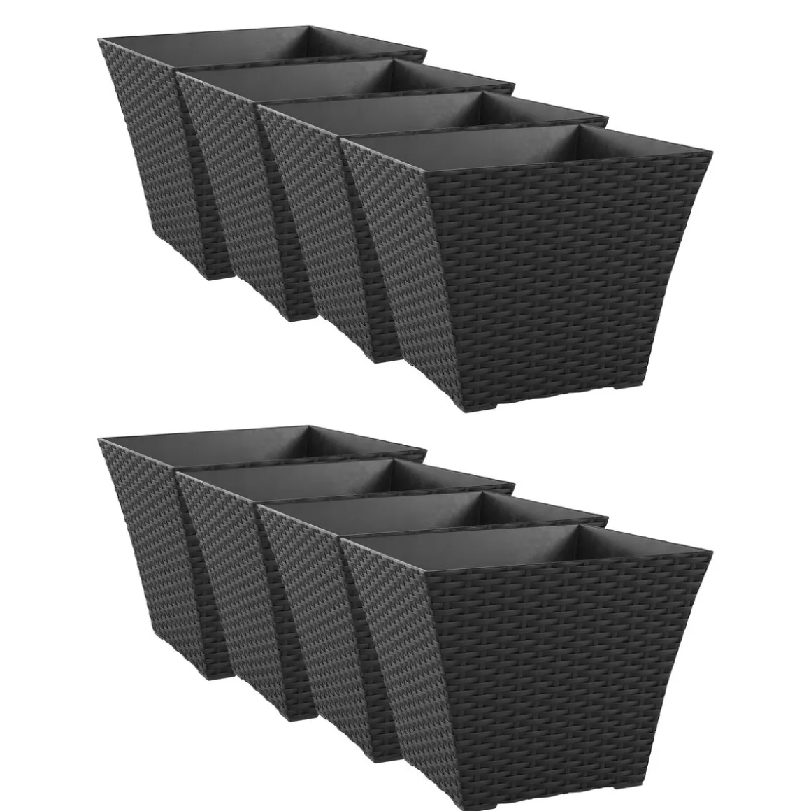 Blumentopf Rattan 38 x 38 x 31 cm 8er Set schwarz