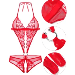 Body ouvert aus Spitze rot