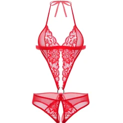 Body ouvert aus Spitze rot