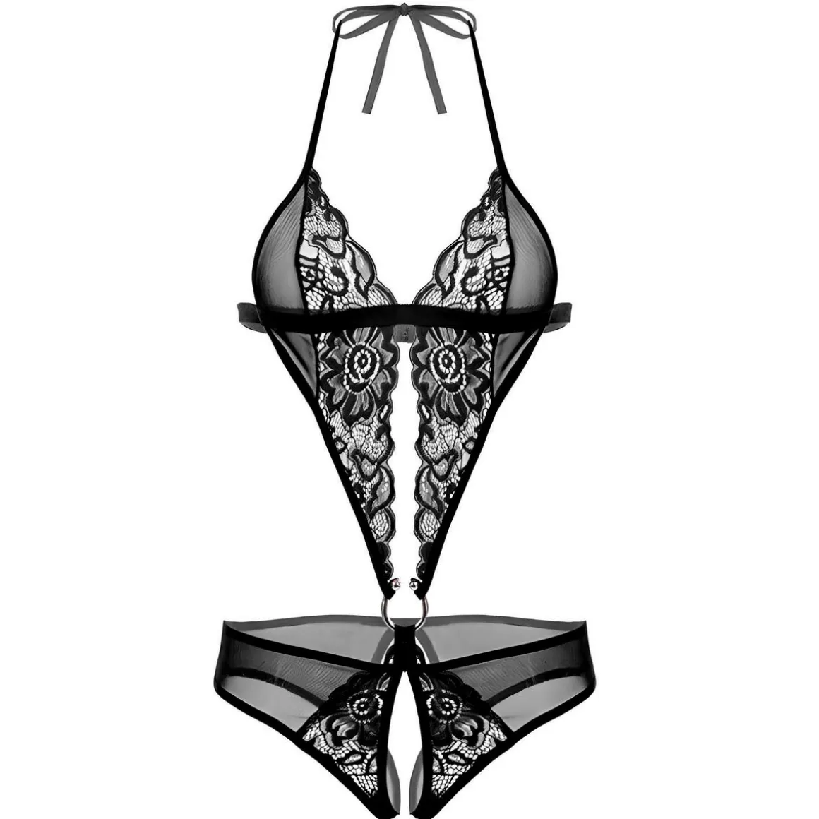 Body ouvert aus Spitze schwarz