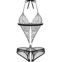Body ouvert aus Spitze schwarz