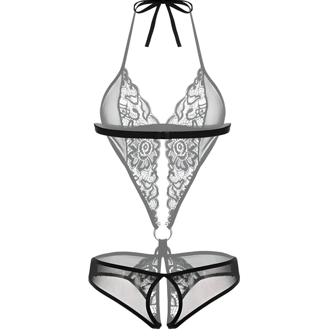 Body ouvert aus Spitze schwarz