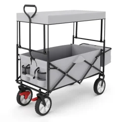Bollerwagen faltbar mit Dach TOMMY grau