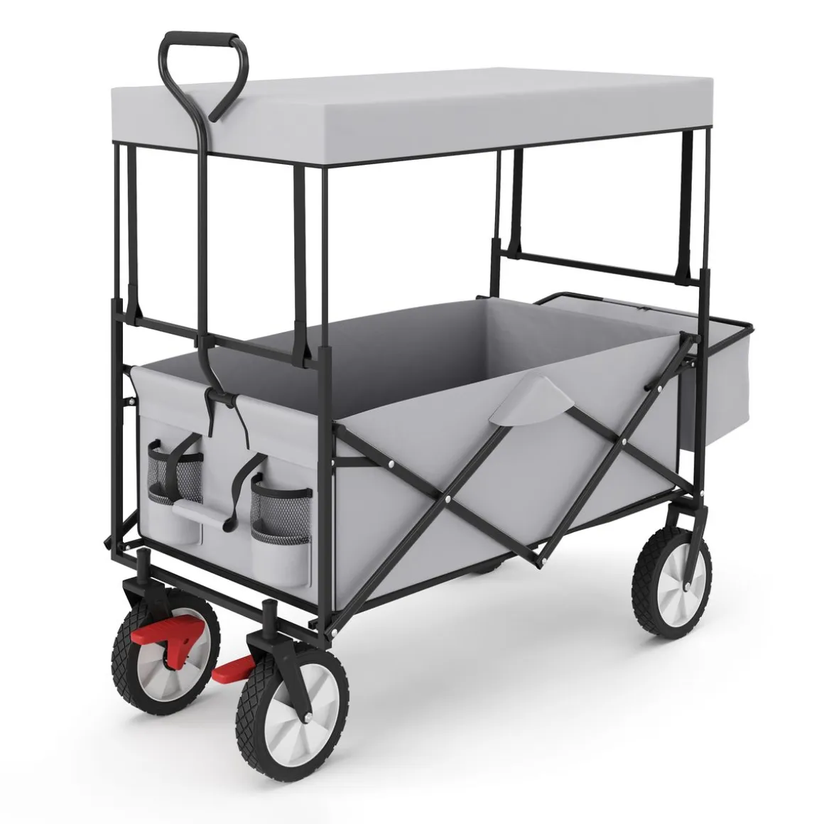 Bollerwagen faltbar mit Dach TOMMY grau