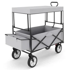 Bollerwagen faltbar mit Dach TOMMY grau