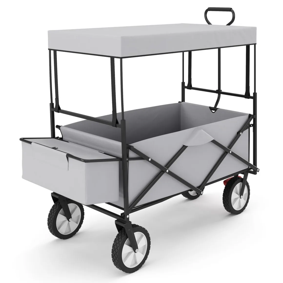 Bollerwagen faltbar mit Dach TOMMY grau