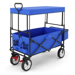 Bollerwagen faltbar mit Dach TOMMY blau | GONSER.CH