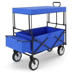 Bollerwagen faltbar mit Dach TOMMY blau | GONSER.CH
