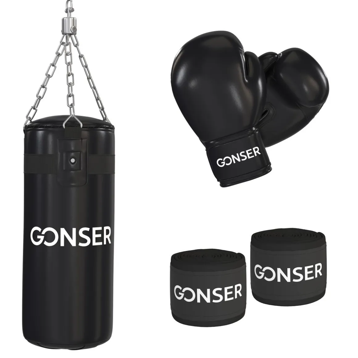Boxsack Set mit Handschuhen und Bandagen