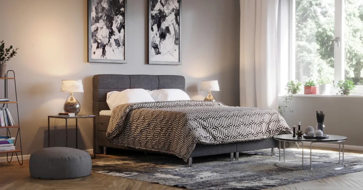 Boxspringbett MIDNIGHT 140 x 200 cm grau