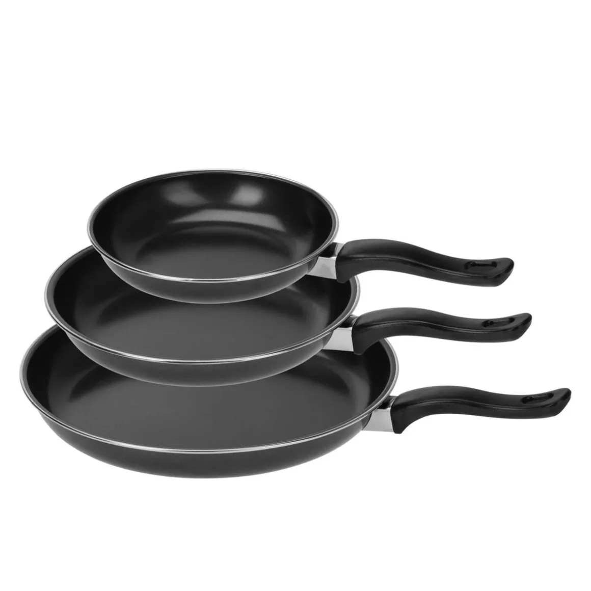 Bratpfanne Set Carbonstahl 3-teilig schwarz