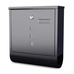 Briefkasten mit Zeitungsfach 33 x 30 cm schwarz