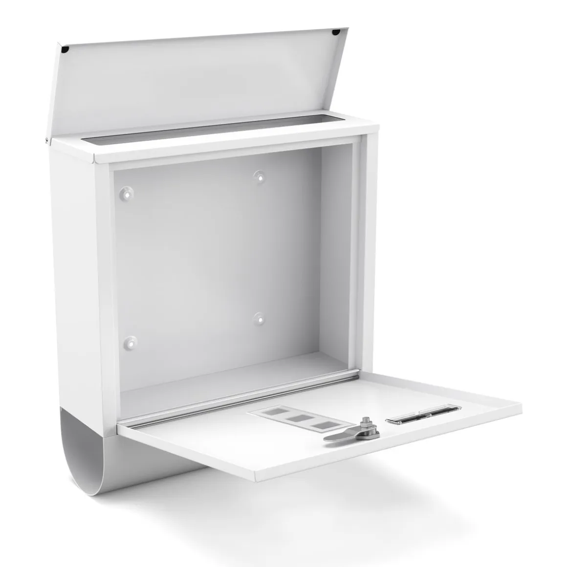 Briefkasten mit Zeitungsfach 33 x 30 cm weiss