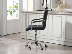 Bürostuhl Leder BENJAMIN schwarz