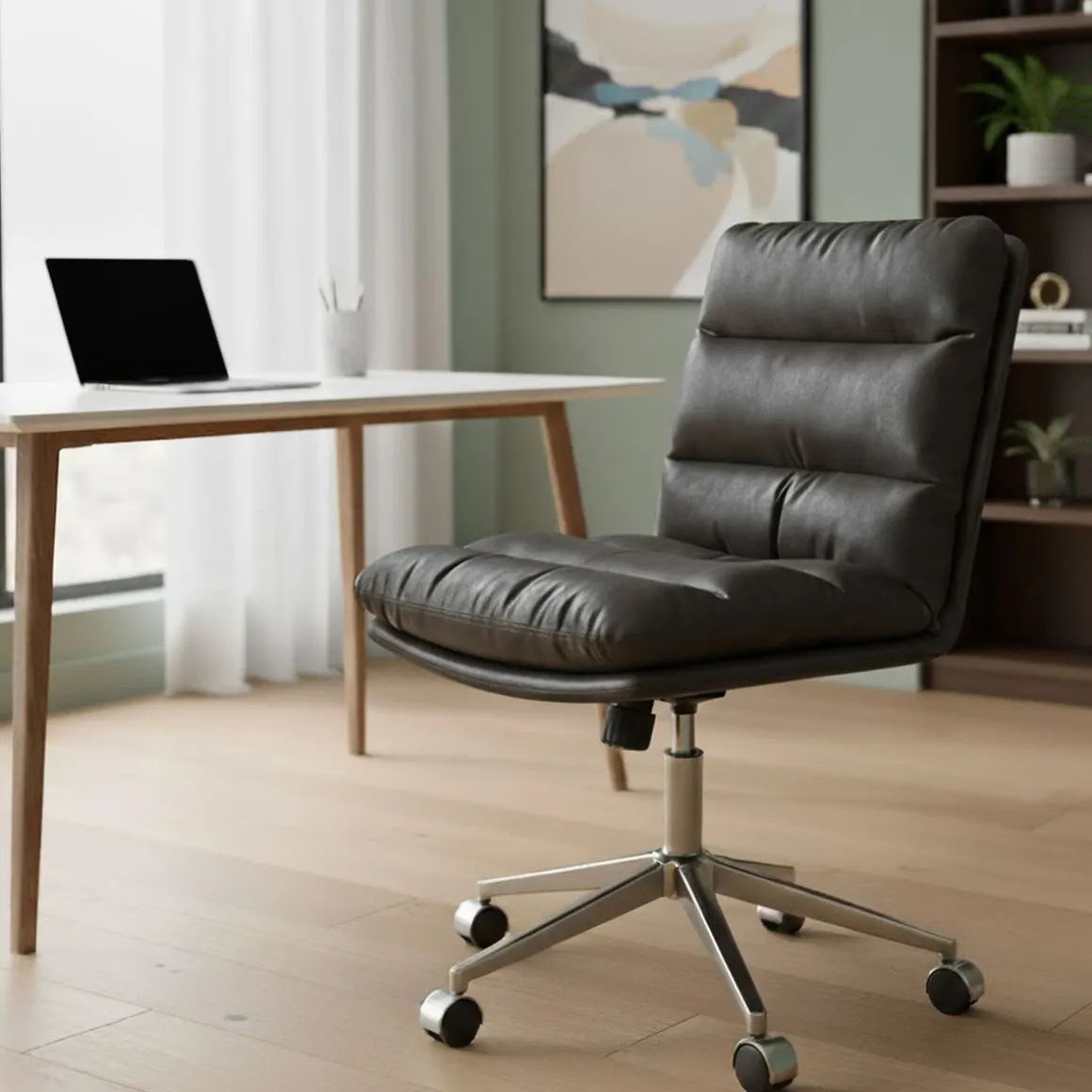 Bürostuhl Leder BILES anthrazit