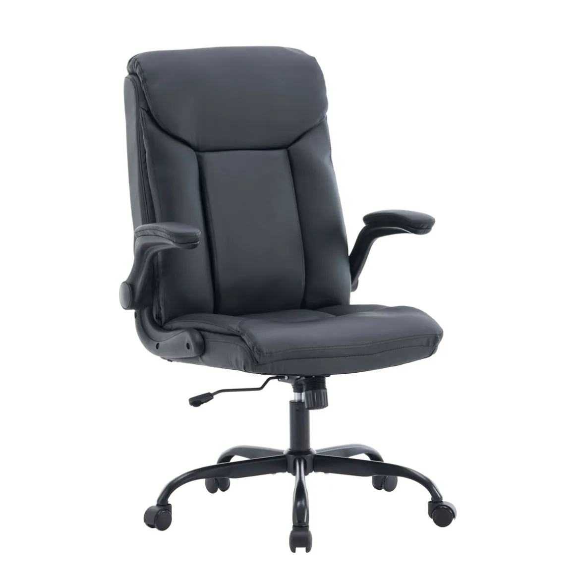Bürostuhl Leder OPTIMUS schwarz