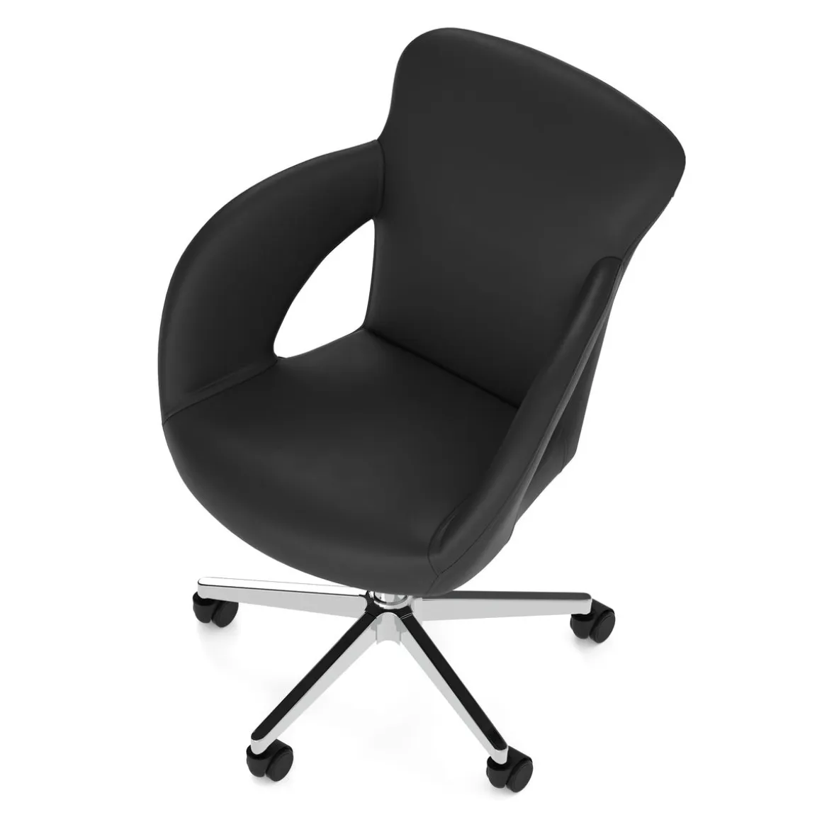 Bürostuhl Leder STELLAN schwarz