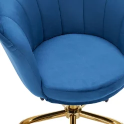 Bürostuhl Samt SHELLY blau/gold
