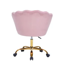 Bürostuhl Samt SHELLY pink/gold