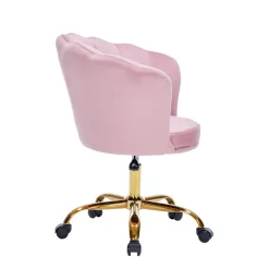 Bürostuhl Samt SHELLY pink/gold