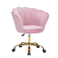 Bürostuhl Samt SHELLY pink/gold