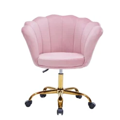 Bürostuhl Samt SHELLY pink/gold