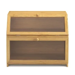 Brotkasten Bambus 2 Etagen mit Sichtfenster 39 x 25 x 32 cm