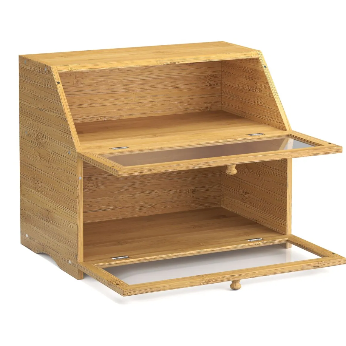 Brotkasten Bambus 2 Etagen mit Sichtfenster 39 x 25 x 32 cm