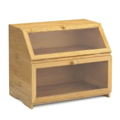 Brotkasten Bambus 2 Etagen mit Sichtfenster 39 x 25 x 32 cm