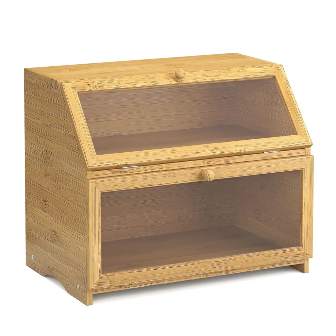 Brotkasten Bambus 2 Etagen mit Sichtfenster 39 x 25 x 32 cm