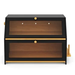 Brotkasten Bambus 50 x 25 x 37 cm schwarz natur