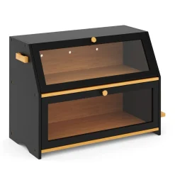 Brotkasten Bambus 50 x 25 x 37 cm schwarz natur