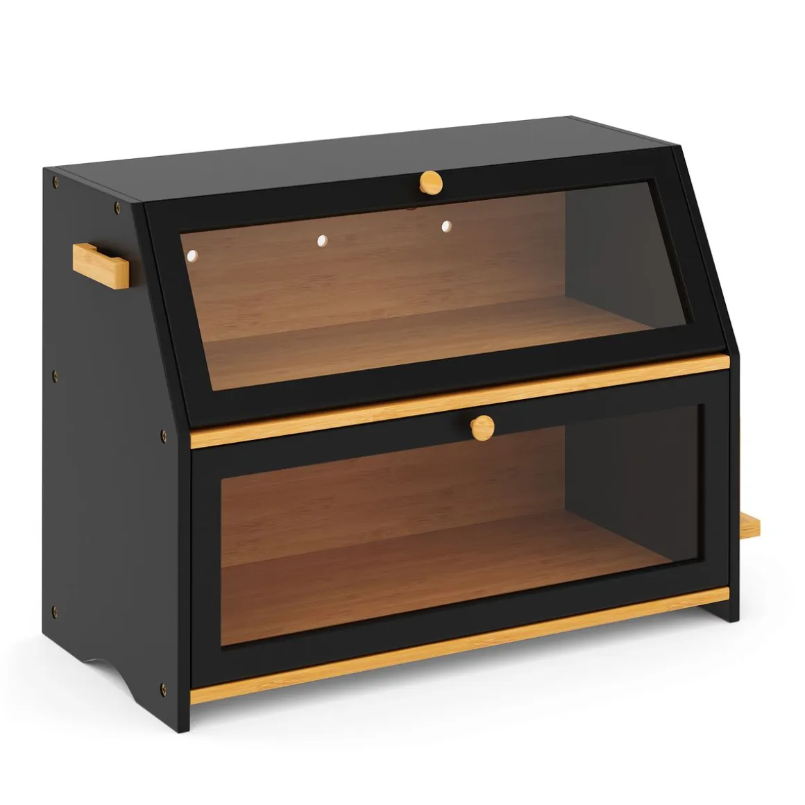 Brotkasten Bambus 50 x 25 x 37 cm schwarz natur