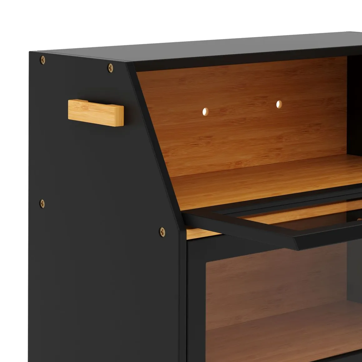 Brotkasten Bambus 50 x 25 x 37 cm schwarz natur
