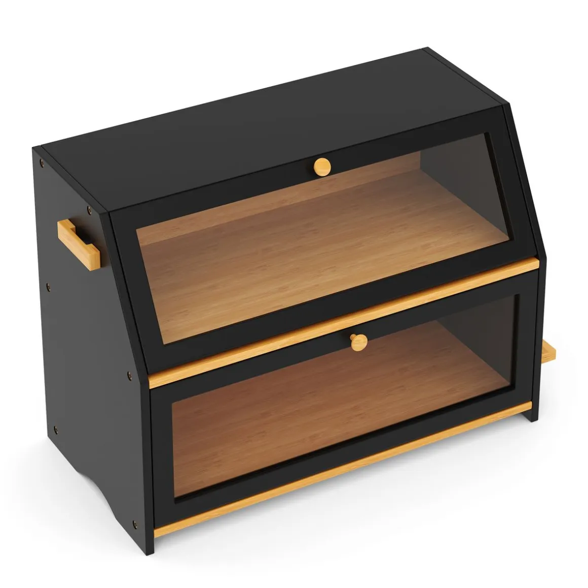 Brotkasten Bambus 50 x 25 x 37 cm schwarz natur