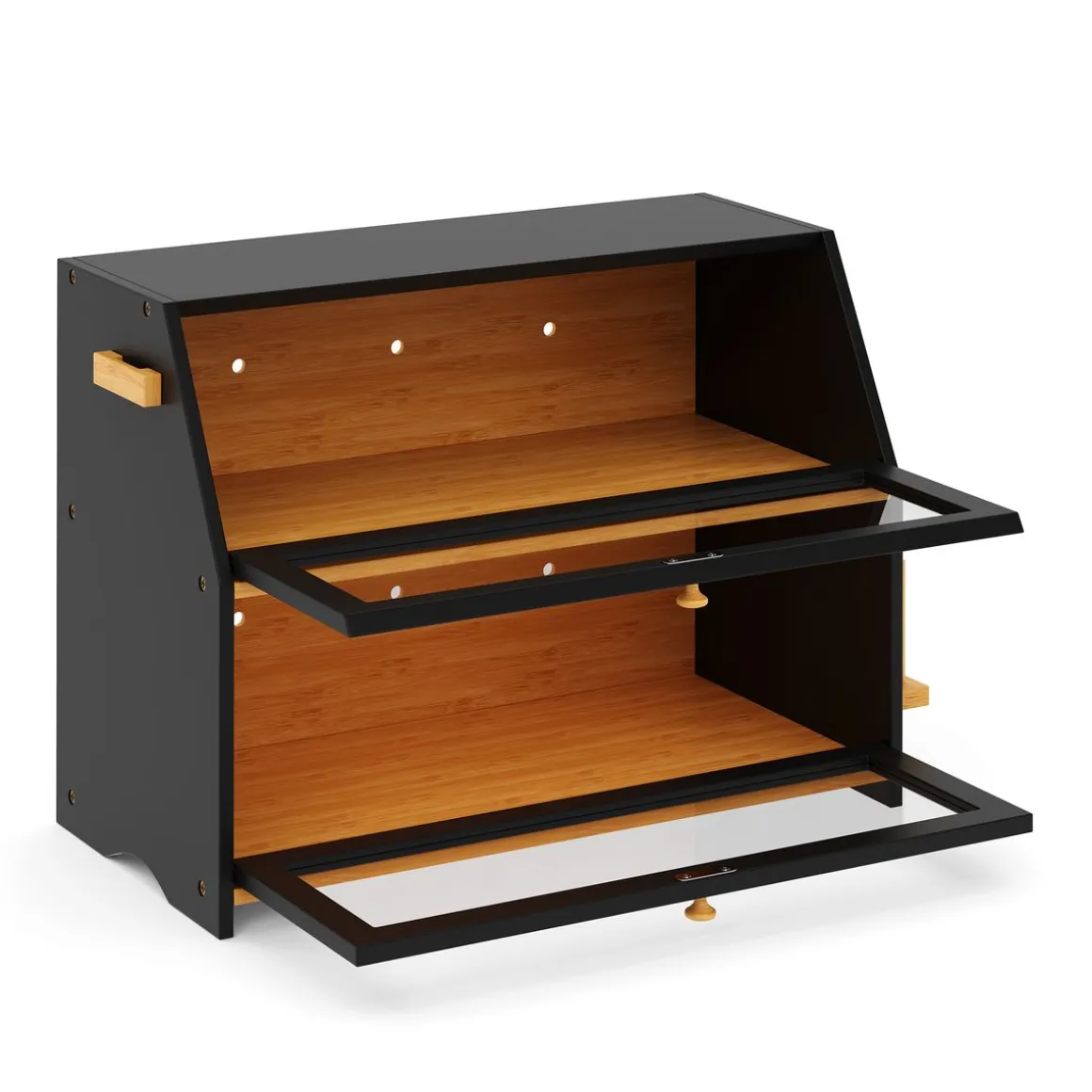 Brotkasten Bambus 50 x 25 x 37 cm schwarz natur