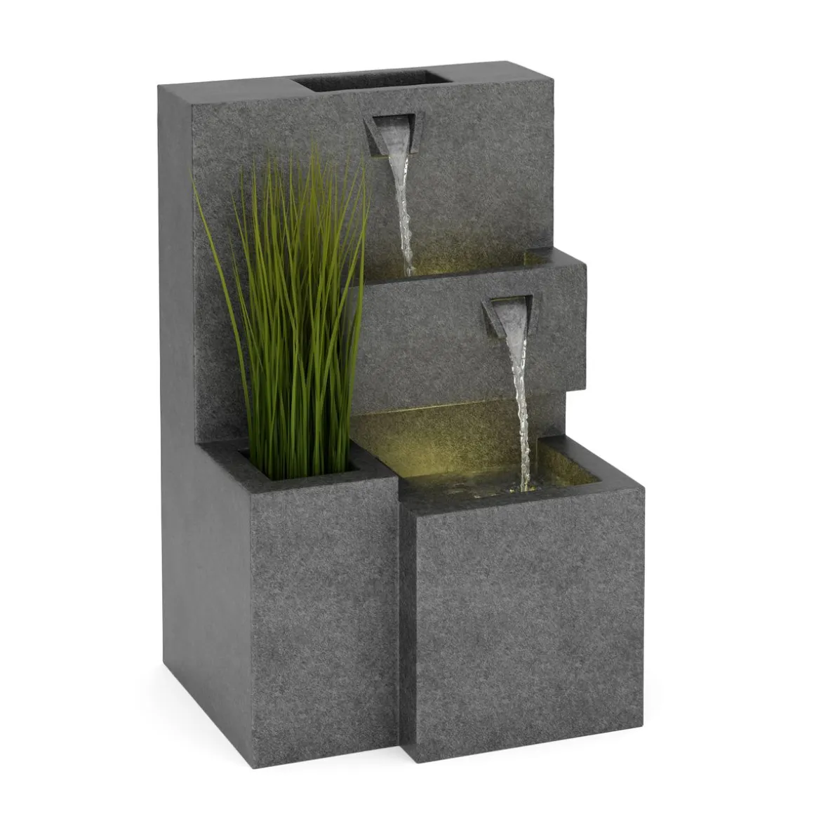 Brunnen Steinoptik mit LED bepflanzbar