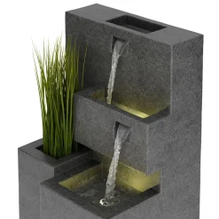 Brunnen Steinoptik mit LED bepflanzbar