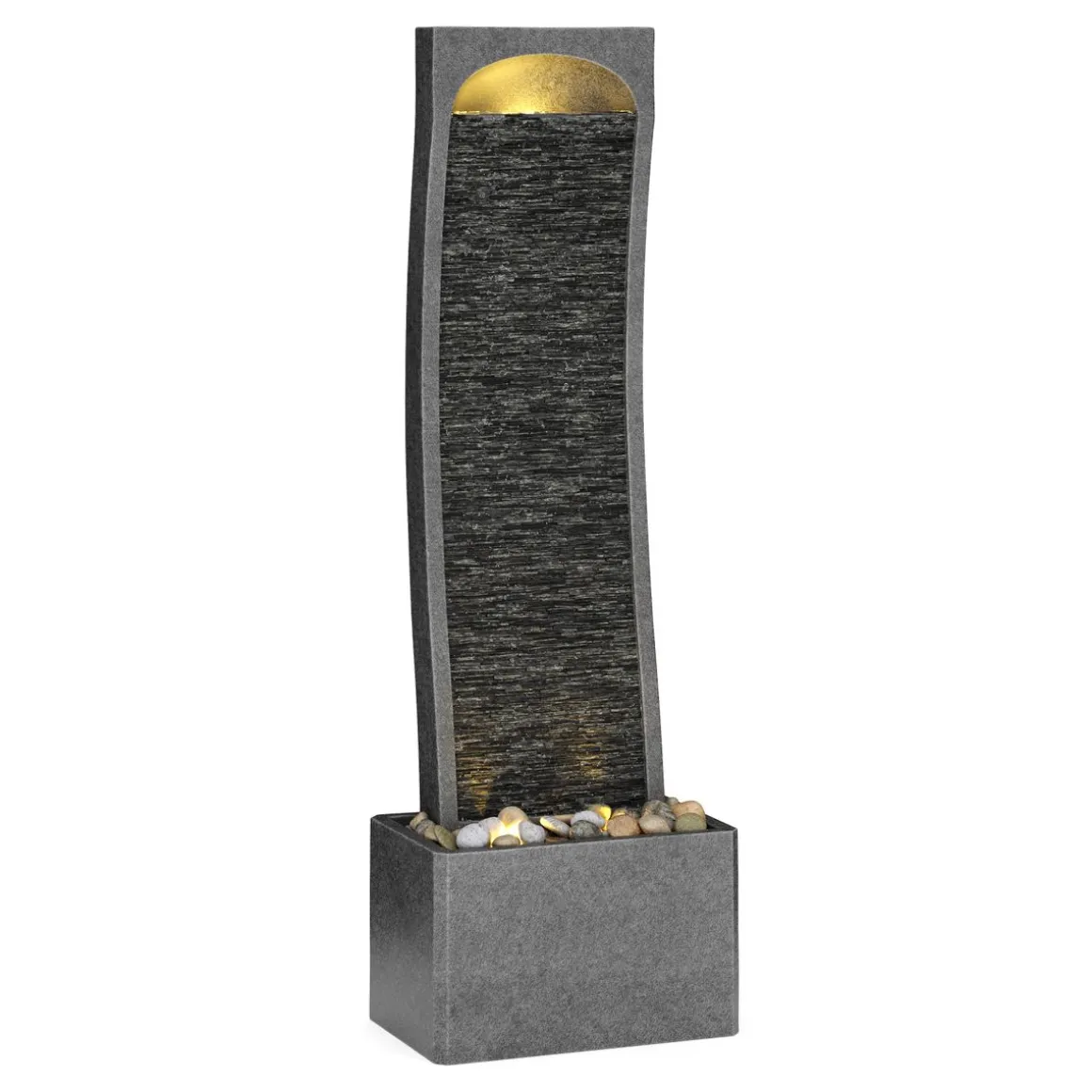 Brunnen Steinoptik mit LED 33 x 20 x 98 cm