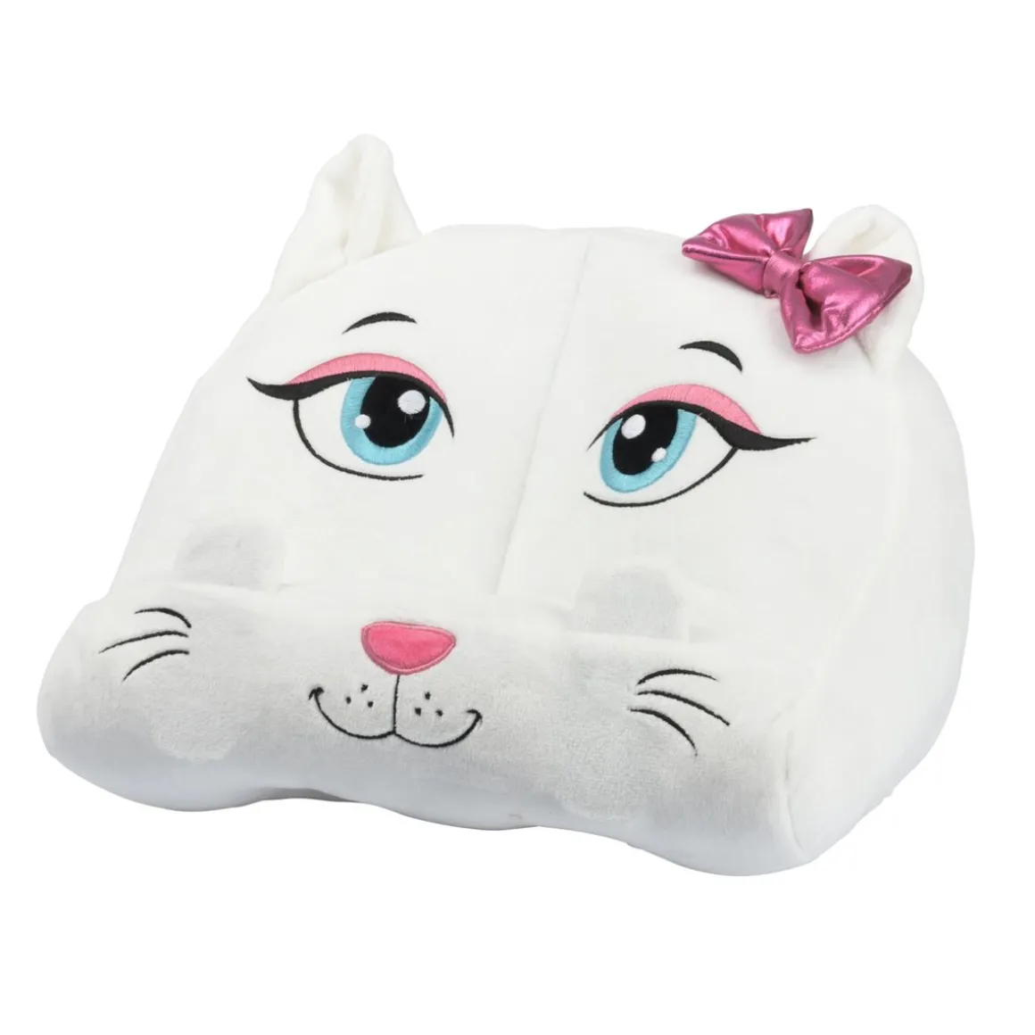 Buchstütze Katze Plüsch 30 x 20 x 20 cm weiss