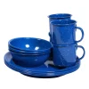 Camping Geschirr Emaille 12-teilig blau